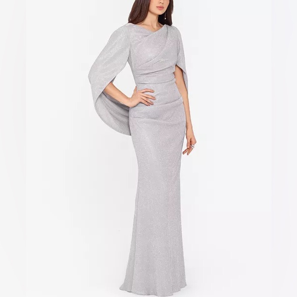Betsy & Adam Metallic Cape Sleeve Dress